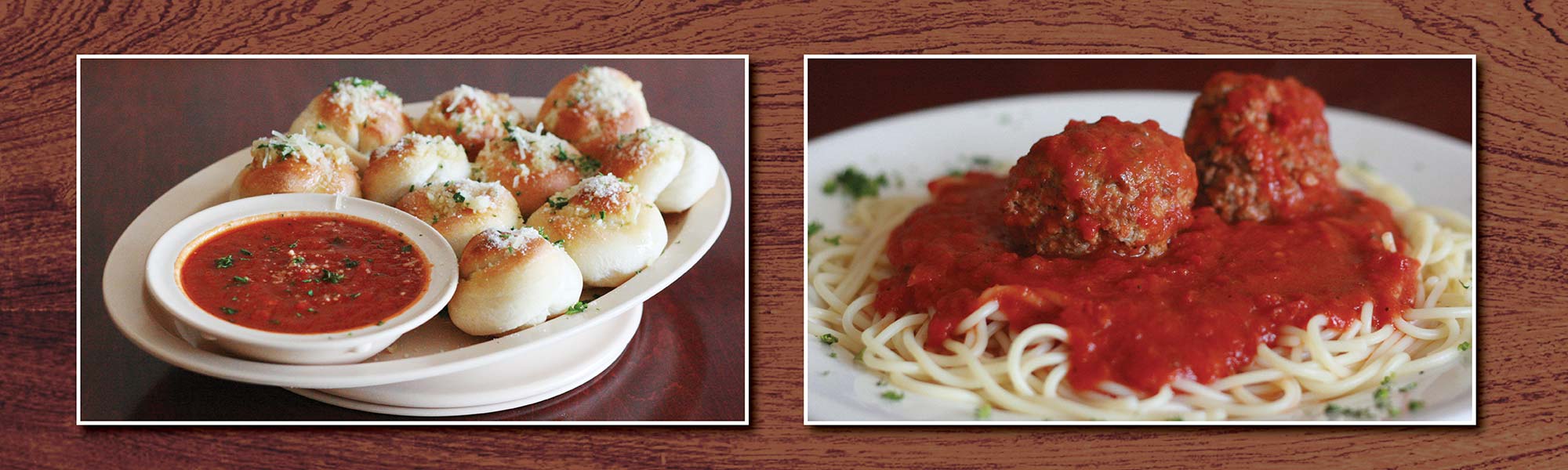 An appetizer and italian entree